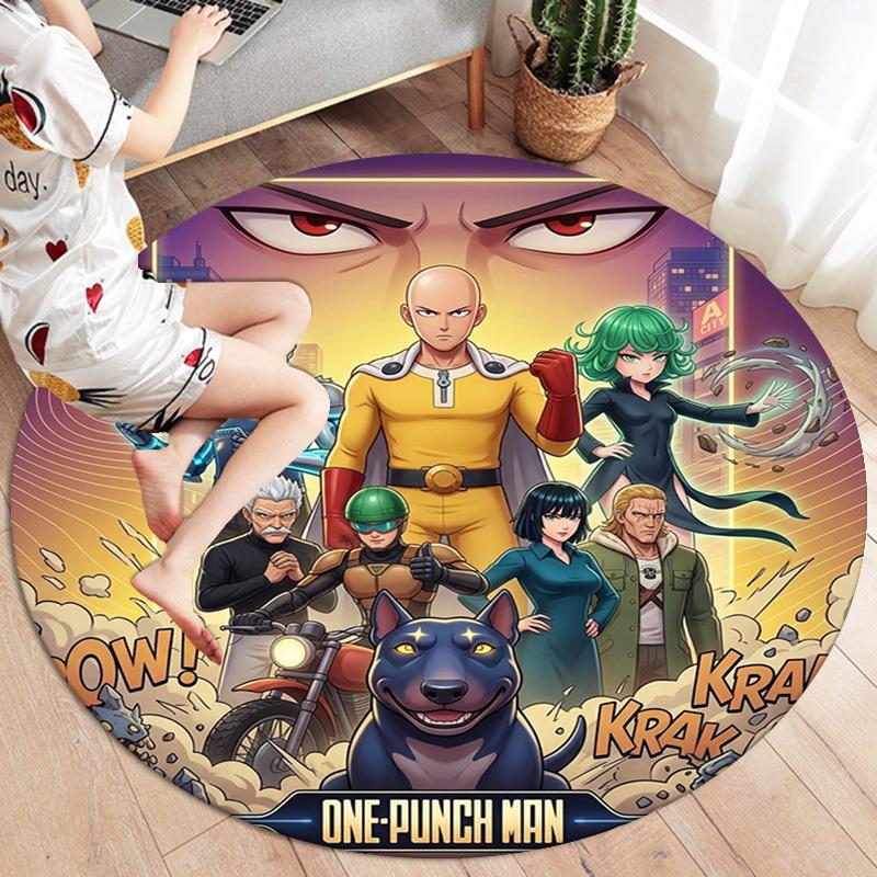 Onepunch Man Round Area Rug Carpet Rug For Living Room Bedroom Sofa Playroom Decor Nonslip Floor Mat