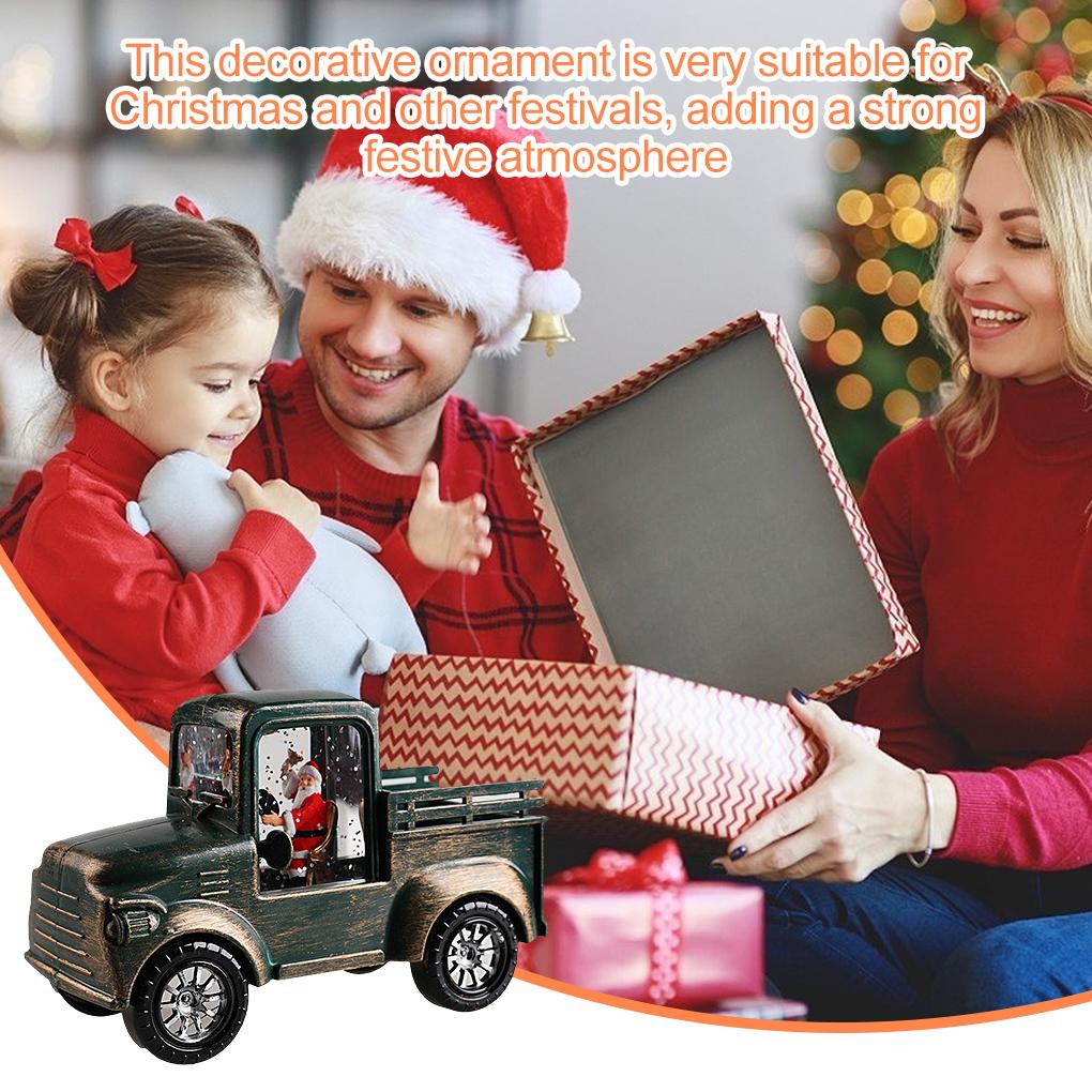 Table Ornament Christmas Truck Festival Desktop Decoration LED Lighting Tabletop Decor