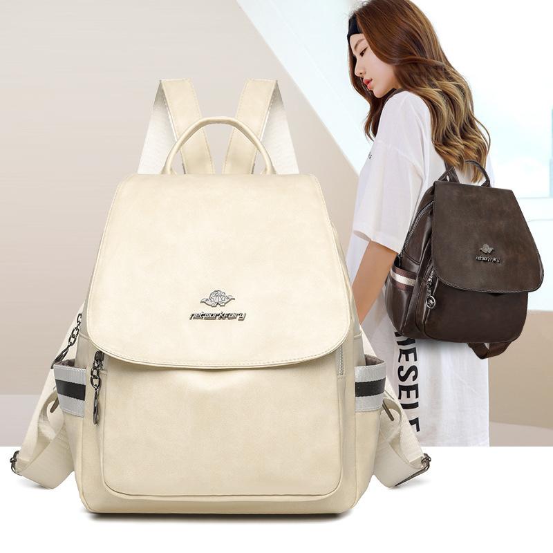 Schoolbag Fashion Backpack Women's 1011 New Korean Edition Student School Bag Large Capacity Women's Bag Tassel Outdoor Soft Leather Backpack