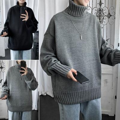 Veľký jesenný/zimný pevný pánsky teplý sveter s vysokým golierom