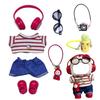 [FTADI] Plush Doll Clothes - Cute Fashion Knit Sweater Set for 15-17cm Dolls, Dress-Up Toy for 15-17cm Dolls, Doll Camera and Water Bottle Set