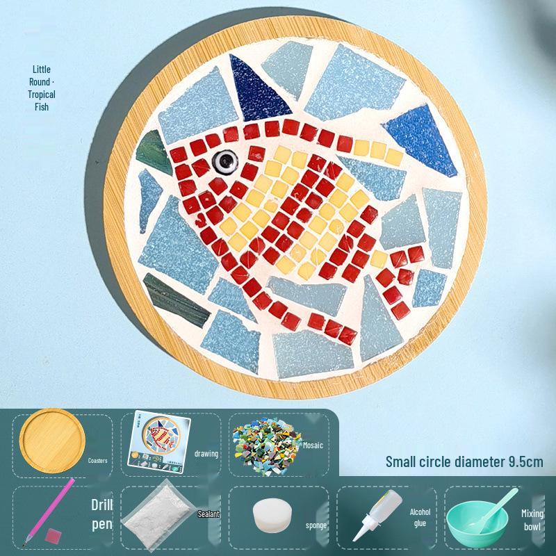 DIY Large Mosaic Coaster Kit: Creative Glass Sticker Pack for Adults & Kids