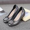 Women's Spring 2026 Soft Sole Leather Shoes, Medium Heel, Wedge, Flat Bottom, Small Size, Versatile Driving Shoes for Mom
