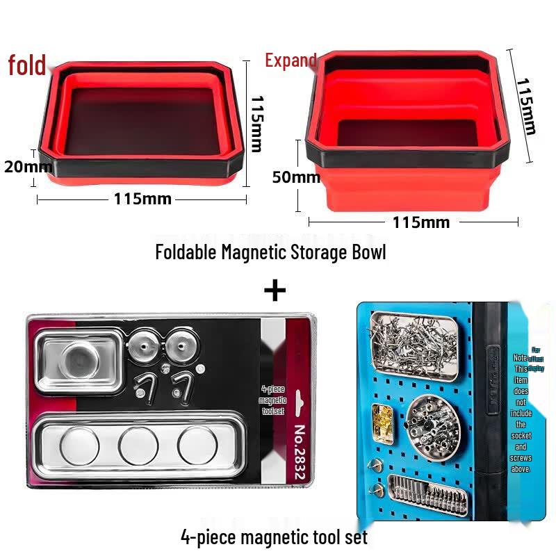 Foldable Magnetic Parts Tray with Strong Magnet Set