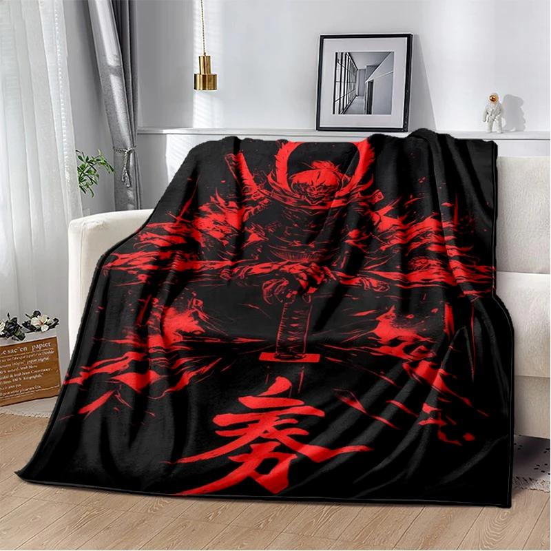 3D Japanischer Samurai Bushido Katana Cartoon Spiel Decke, Weiche Kuscheldecke für Zuhause Schlafzimmer Bett Sofa Reise Picknick Abdeckung Kinder