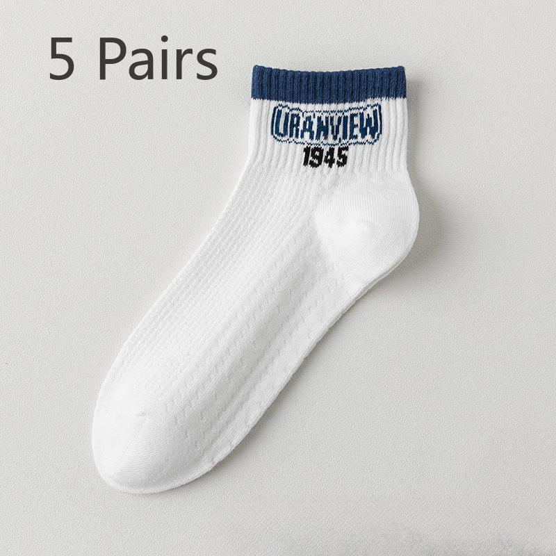 5 Pairs of Men's Summer Thin Antiodorant 7a Antibacterial Cotton Breathable Socks