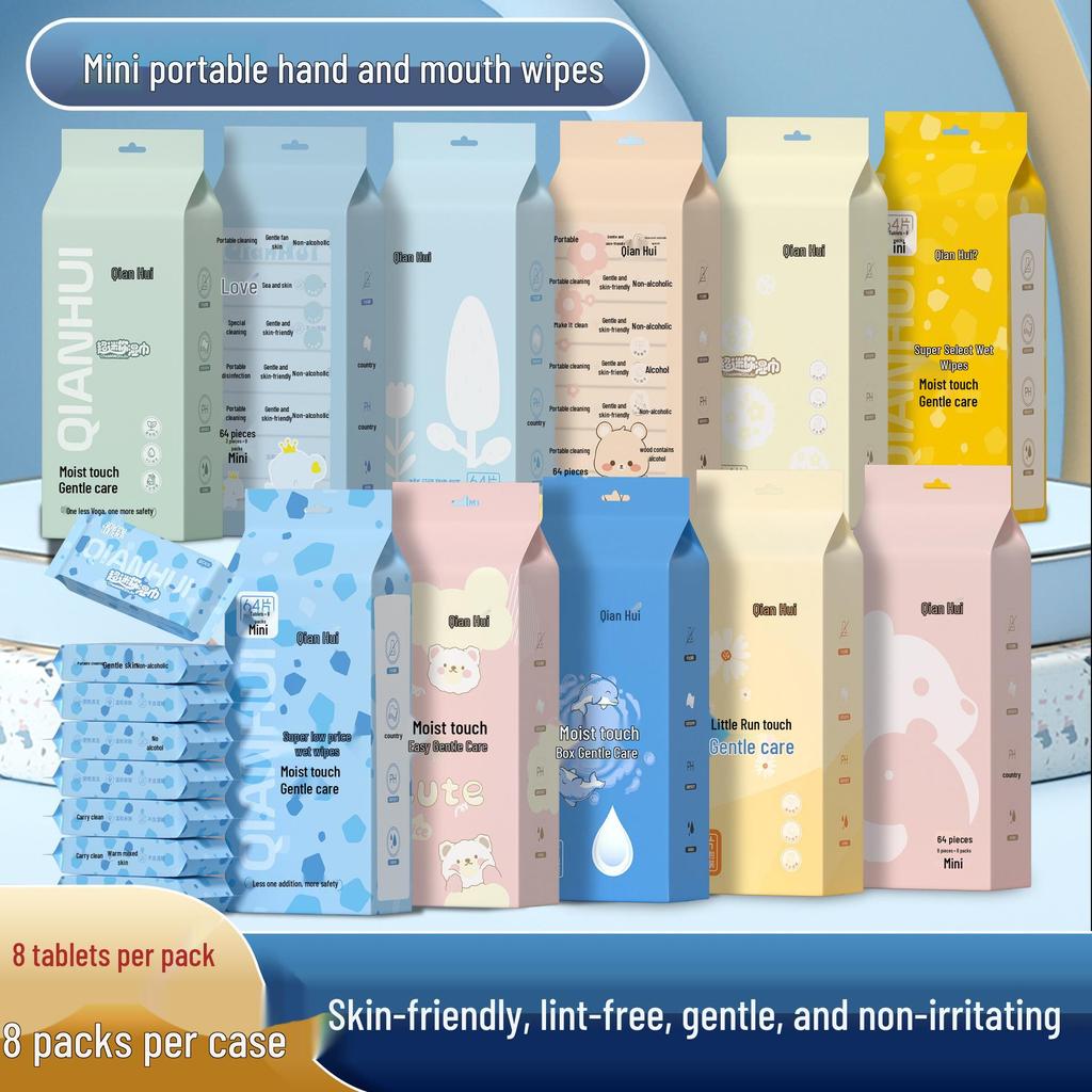 Mini șervețele umede portabile: Curățare sigură pentru studenți și bebeluși pentru mâini și gură