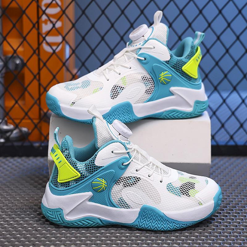 2025 spring new middle-aged and older boys mesh ventilation training running competition sports children's knob basketball shoes