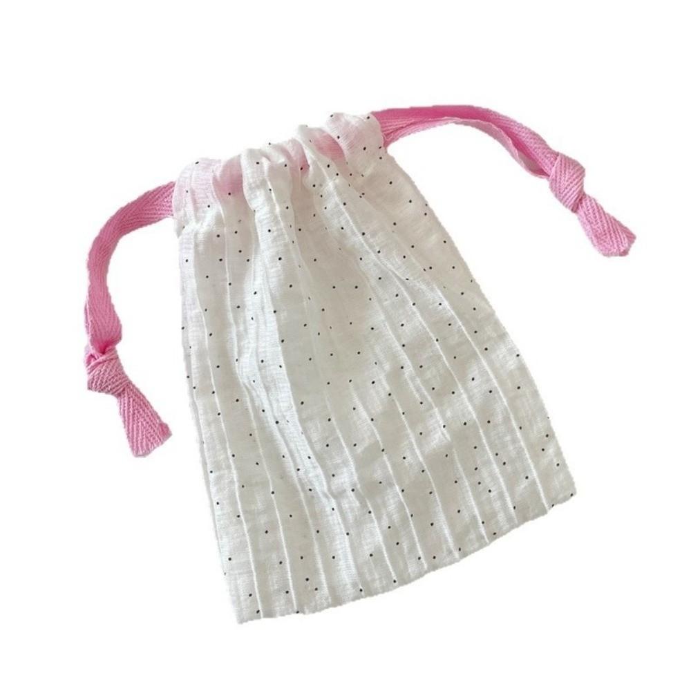 Simplicity Polka Dots Storage Bag Reusable Portable Drawstring Bag Durable Dustproof Handbag Cosmetic