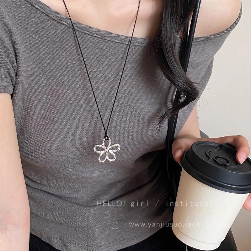 Minimalist Water Drop Pendant Necklace Sweater Chain