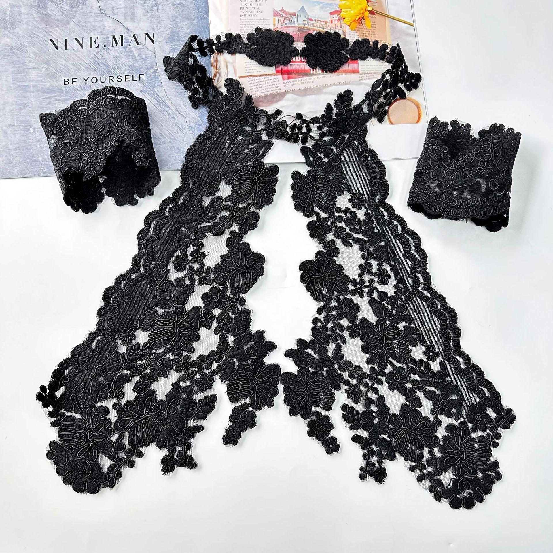 

Versatile Knitted Hollow Lace Front Collar Cloth Sticker Fake Collar Shirt Dress Diy Jewelry Accessories Accessories HY07 black set