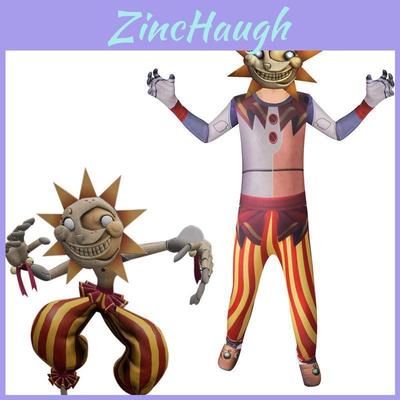 בגד גוף ליצן קוספליי סאנדראפ Fnaf ומסכה לבנים ולבנות מושלם למסיבות ולאספנים