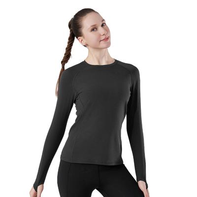 Karsaer Cooling Innerwear Sports Long Round Yoga Solid UV A0064 Women's T-Shirt, Sleeve, Sweat-Wicking, Quick-Drying, Neck, Top, Running, Training,
