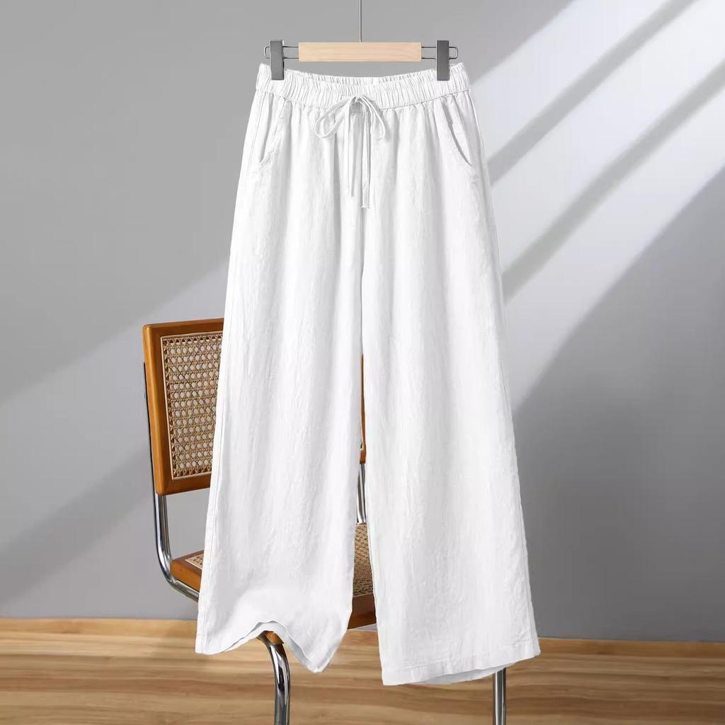 Summer Wide-Leg Pants for Women - Breathable, High-Waist, Versatile 9/10 Length Capri Pants with Drooping Sense, Ideal for Sports and Casual Wear