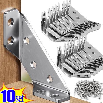 10/4/2PCS Suportes de canto de aço inoxidável para móveis Conector de prateleira de ângulo Suporte de gabinete Fixação de estrutura Suporte de canto com parafuso