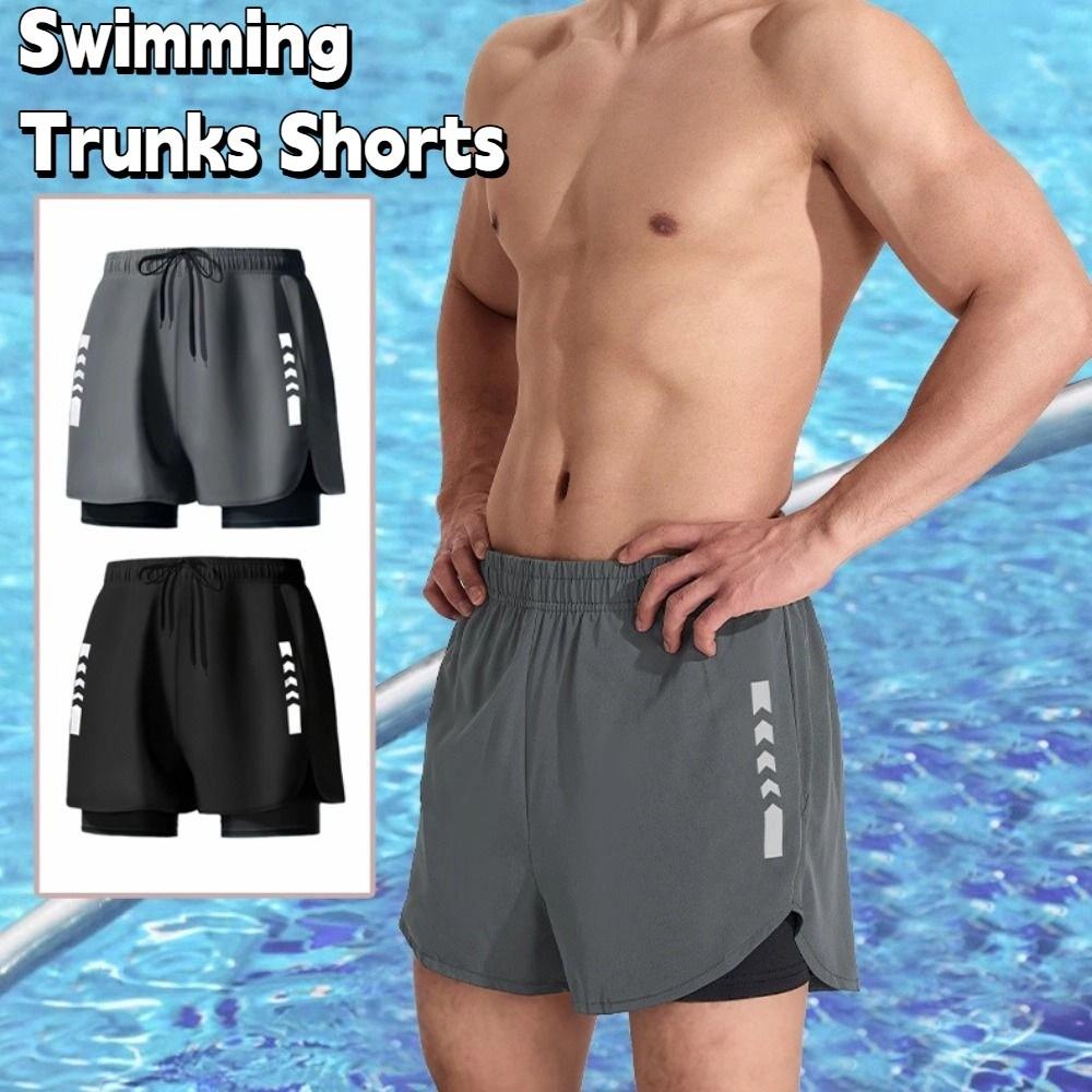 Kurze Hosen Badehosen Shorts Doppellagig Herren Jogginghosen Surfen