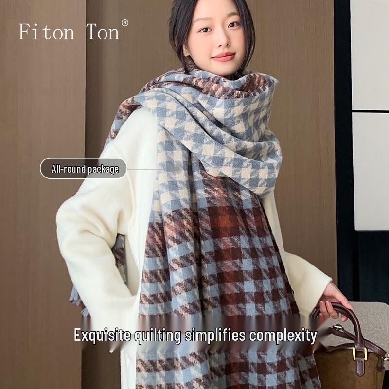FitonTon Women's Plaid Winter Scarf and Shawl