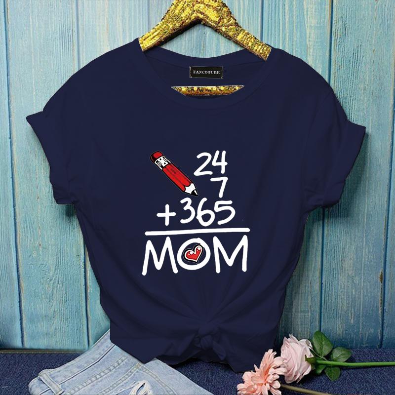 Funny Math Equation MOM T-Shirt Women's Casual Summer Mother's Day T-Shirt Top