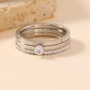 Luxe Roestvrijstalen Ring Voor Vrouwen Drie Delen Zirconium Klassiek Mode Vinger Accessoire Sieraden Vrouwelijke Cadeaus