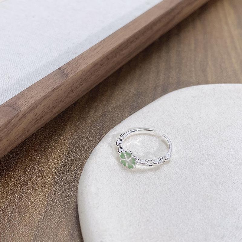 Small Fresh And Cool Flower Celebrity Sweet Light Luxury Open Ring Female Gourd Index Finger Ring Enamel Ring