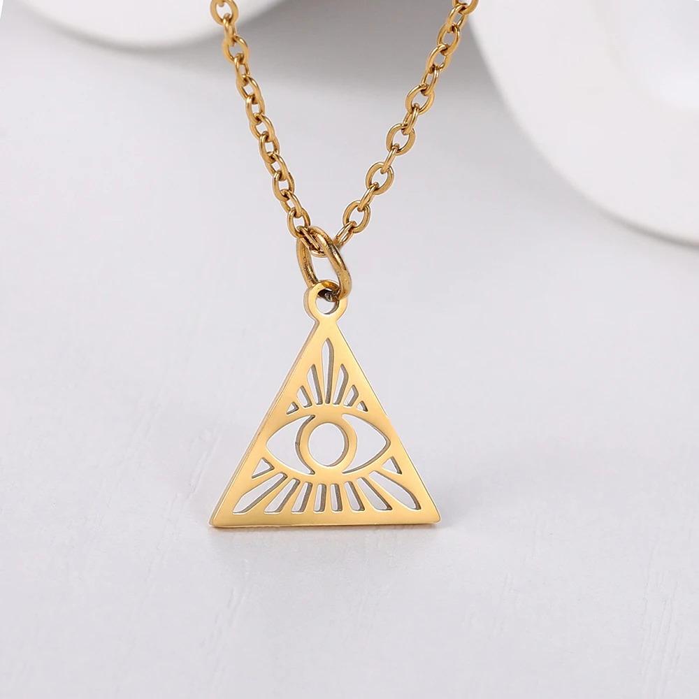 Eye of Horus Muslim Rune Pattern Round Pendant Necklace Men's Necklace Sliding Pendant Metal Necklace Amulet Accessory Jewelry