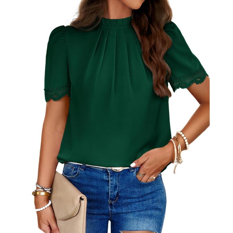 

YYFS женские модные повседневные летние весенние однотонные блузки и рубашки с короткими рукавами и круглым вырезом с принтом XL