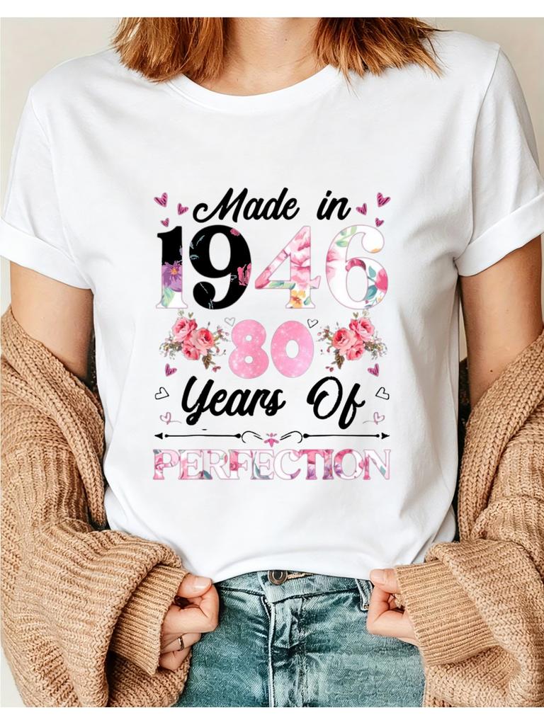 80Th Birthday T-Shirt for Men Women 80 Year Old Gift Suitable for Daily Wear Birthday Party Easter Mother'S Day Father'S