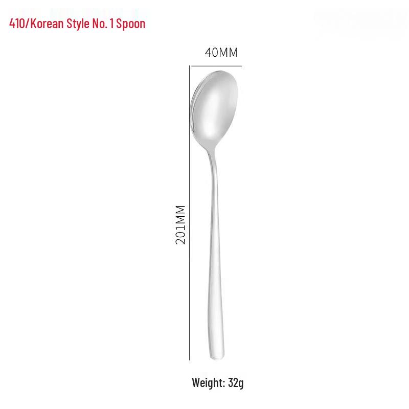 Long-Handled Korean-Style 304 Stainless Steel Spoon & Fork Set: Dessert, Tea, Coffee, Stirring, and Soup Utensils