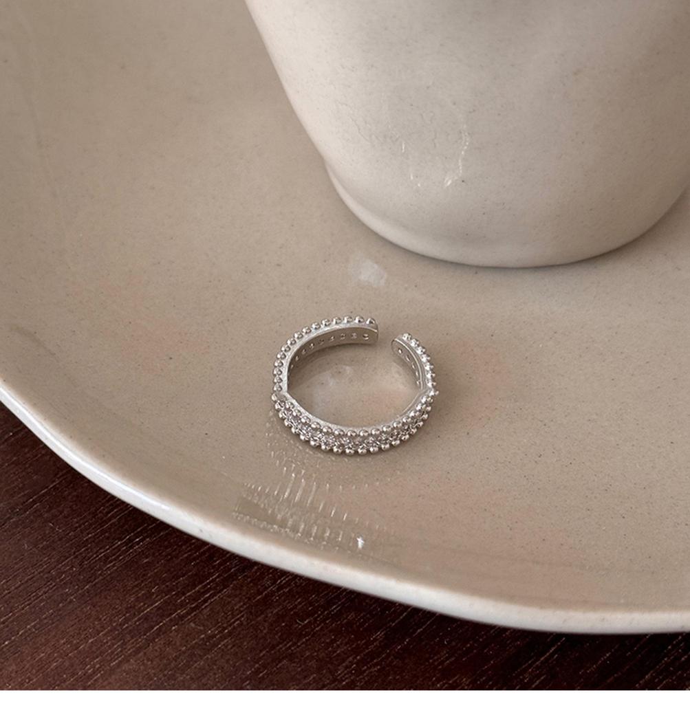 Elegant Zircon Pearl Pattern Open Ring - High-End Fashion Statement Jewelry