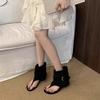 Internet Celebrity Niche Blogger with Personality Toe Breathable Roman Shoes Women's Casual Flip-flops Flat Short Boots Cool Boots