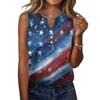 Women Sleeveless V Neck Button Front Casual Top with Star Print Pattern Relaxed Fit for Everyday Wear