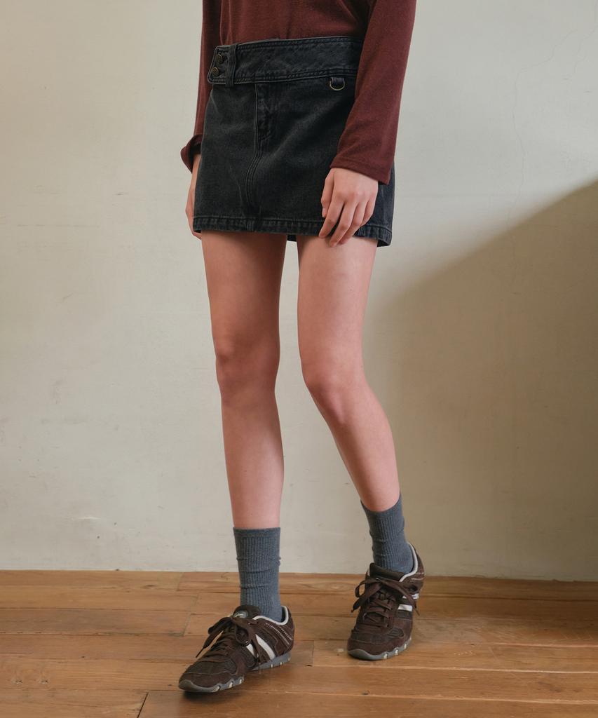 Aueonoseuteljia Nova Curve Mini Denim Skirt_Black(O25-Sk09)
