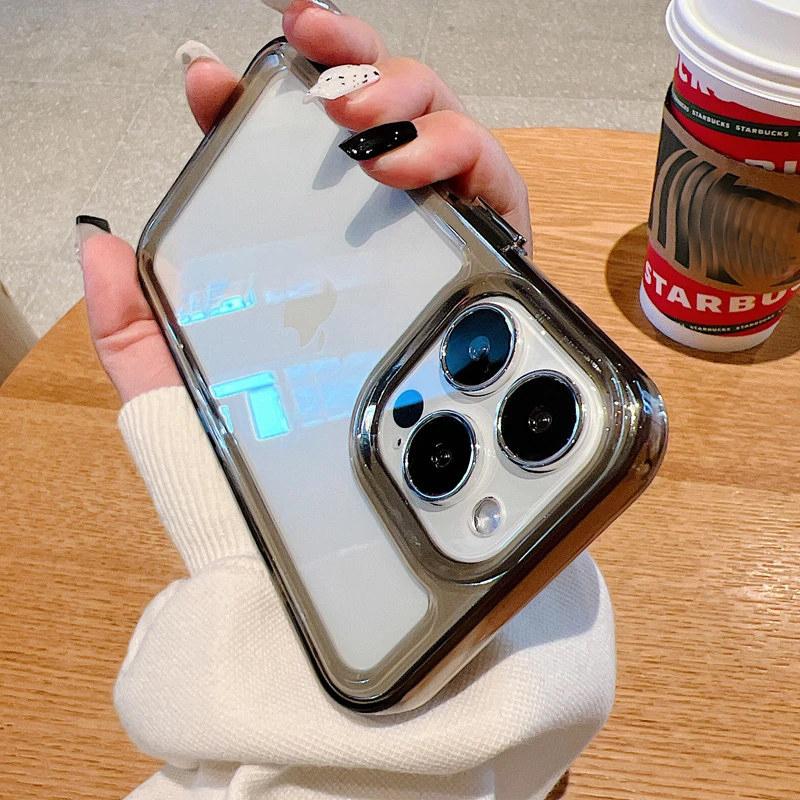 

Роскошный прозрачный противоударный бронированный чехол для iPhone 16 15 14 13 12 Mini 11 Pro XR XS Max 7 8Plus прозрачный бампер жесткий акриловый чехол iPhone 16 Pro Max чёрный