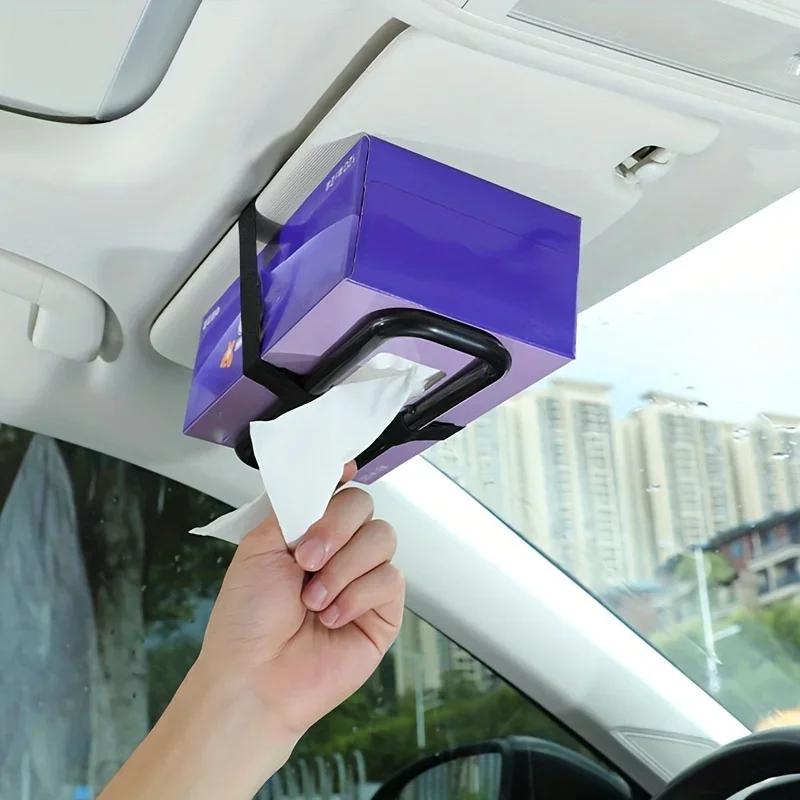 Auto Accessories Car Sun Visor Tissue Box Holder Paper Towel Napkin Box Cover Seat Back Bracket Portable Car Mount Organizer
