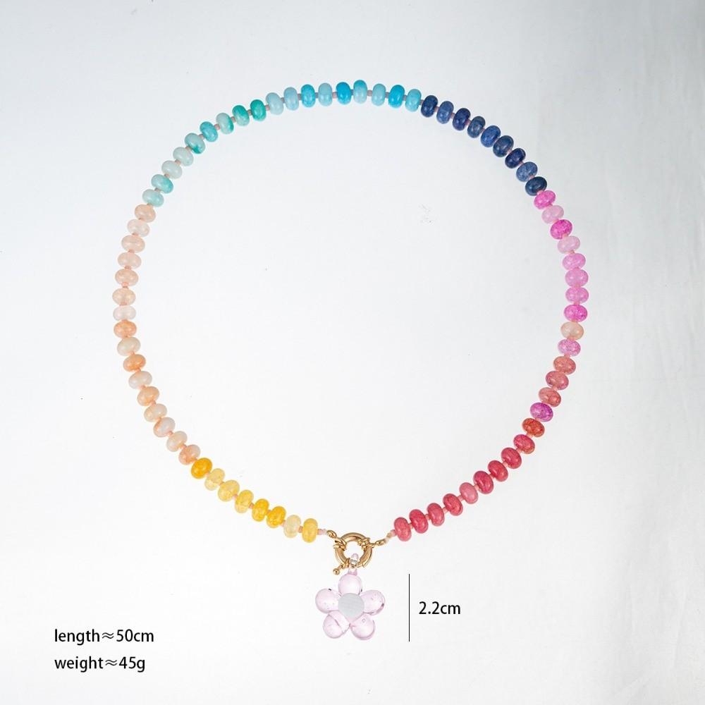 Bohemian Rainbow Beaded Necklace Ocean Style Choker Necklace New Flower Pendant Necklace  Jewelry