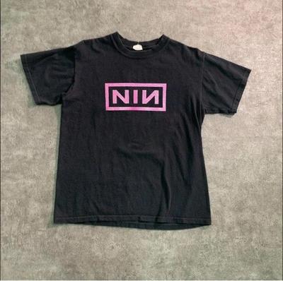 Maglietta Grafica Band NIN Nine Inch Nails Ristampa Maglietta Stile Vintage Nera Ristampa