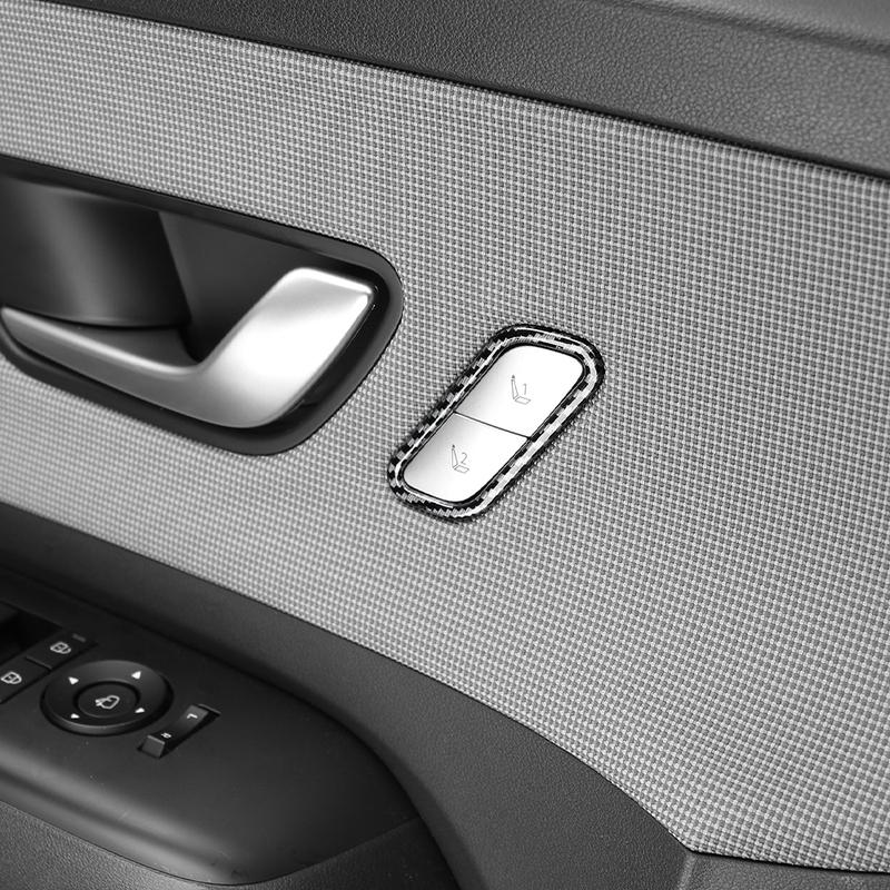 For Hyundai KONA SX2 Carbon Fiber Interior Trim Window Button/Door Bowl Cover/Front Water Cup Holder/Steering Wheel Decoration