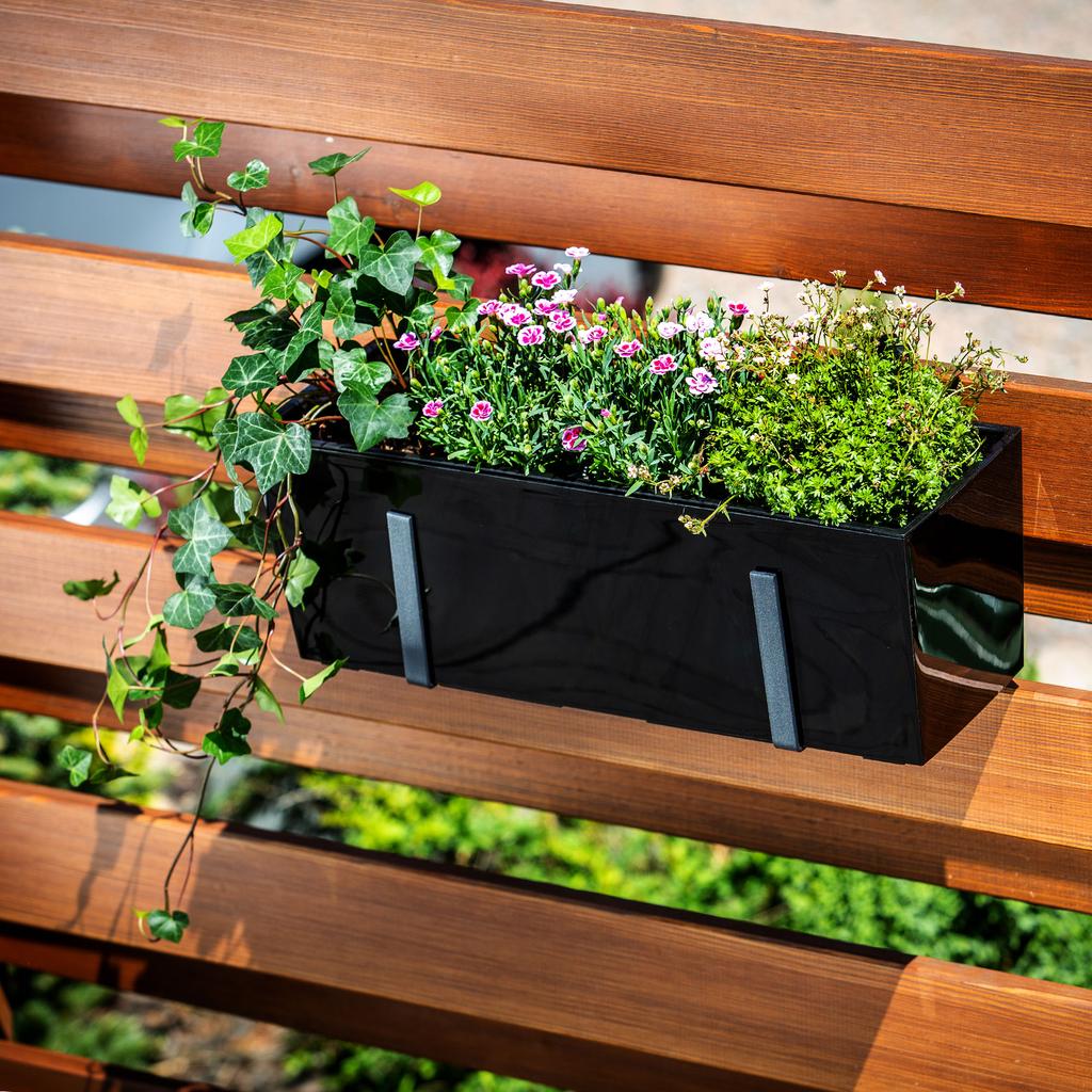 KADAX Flowerpot Balcony Box Handles 19x56cm Black