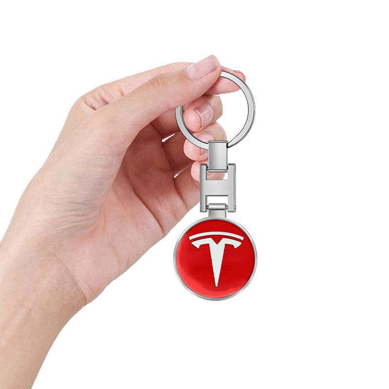 1Pcs Car Emblem Keychain Key Ring Accessories For Tesla Model 3 Model X S 2016-2023  Model Y Decals TM3 TMX
