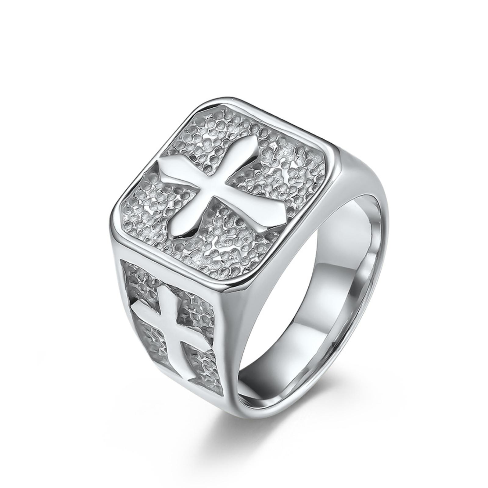 

Retro Stainless Steel Cross Ring European & American Men s Unique Titanium Steel Hand Jewelry 7 срібний