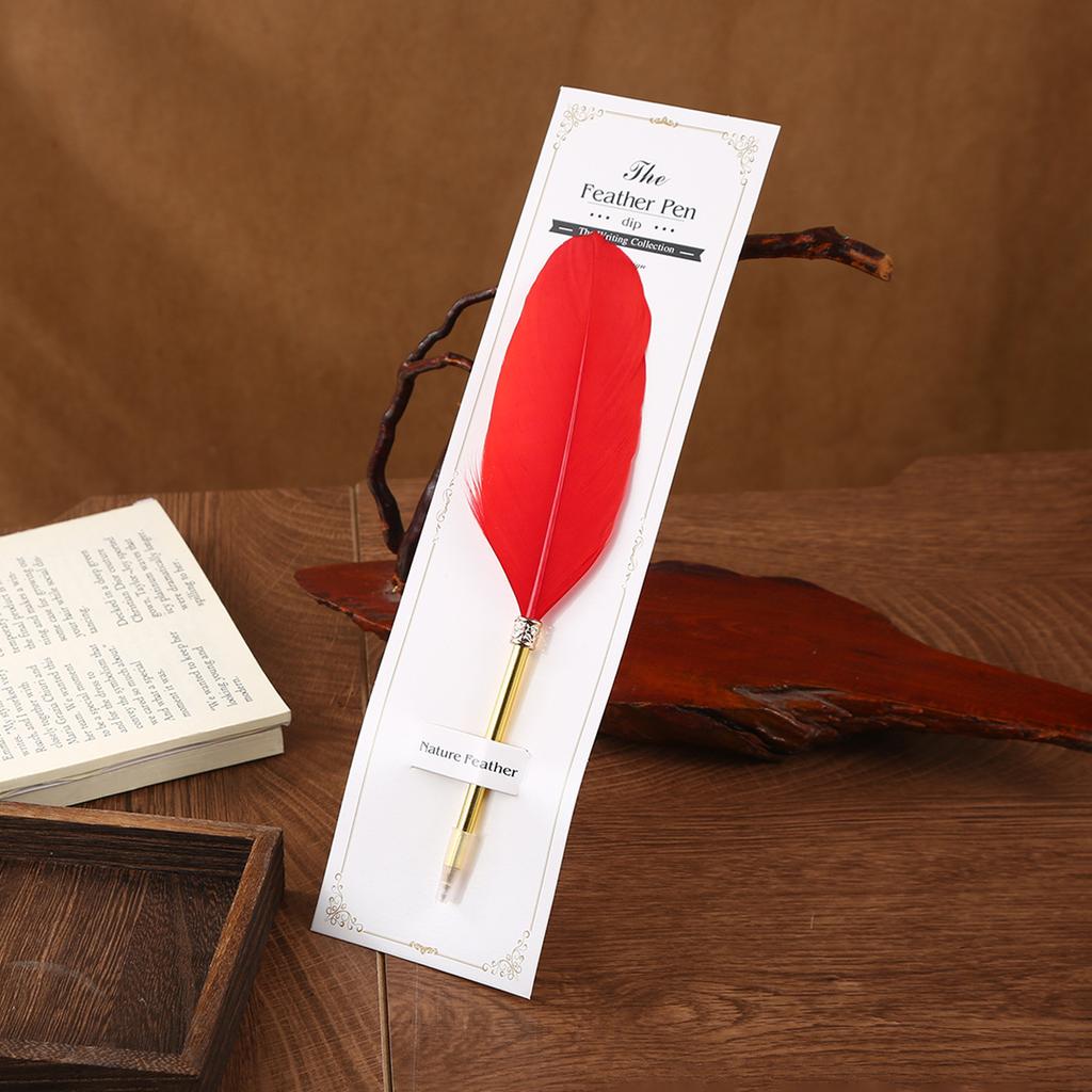 Feather Ballpoint Pen Creative Retro Goose Feather Shape Ballpoint Pen Cute Puzzle Student Stationery
