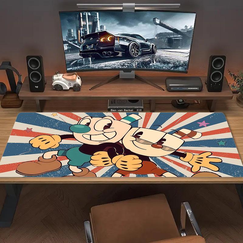 Cuphead Print Cushion Non-slip Laptop Tablet Big Mousepad XXL Mat Mini PC Playmat With Lock edge
