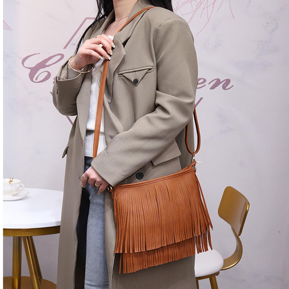 Querschnitt quadratische Mode Quaste One-Shoulder-Diagonal-Handtaschen Freizeittasche