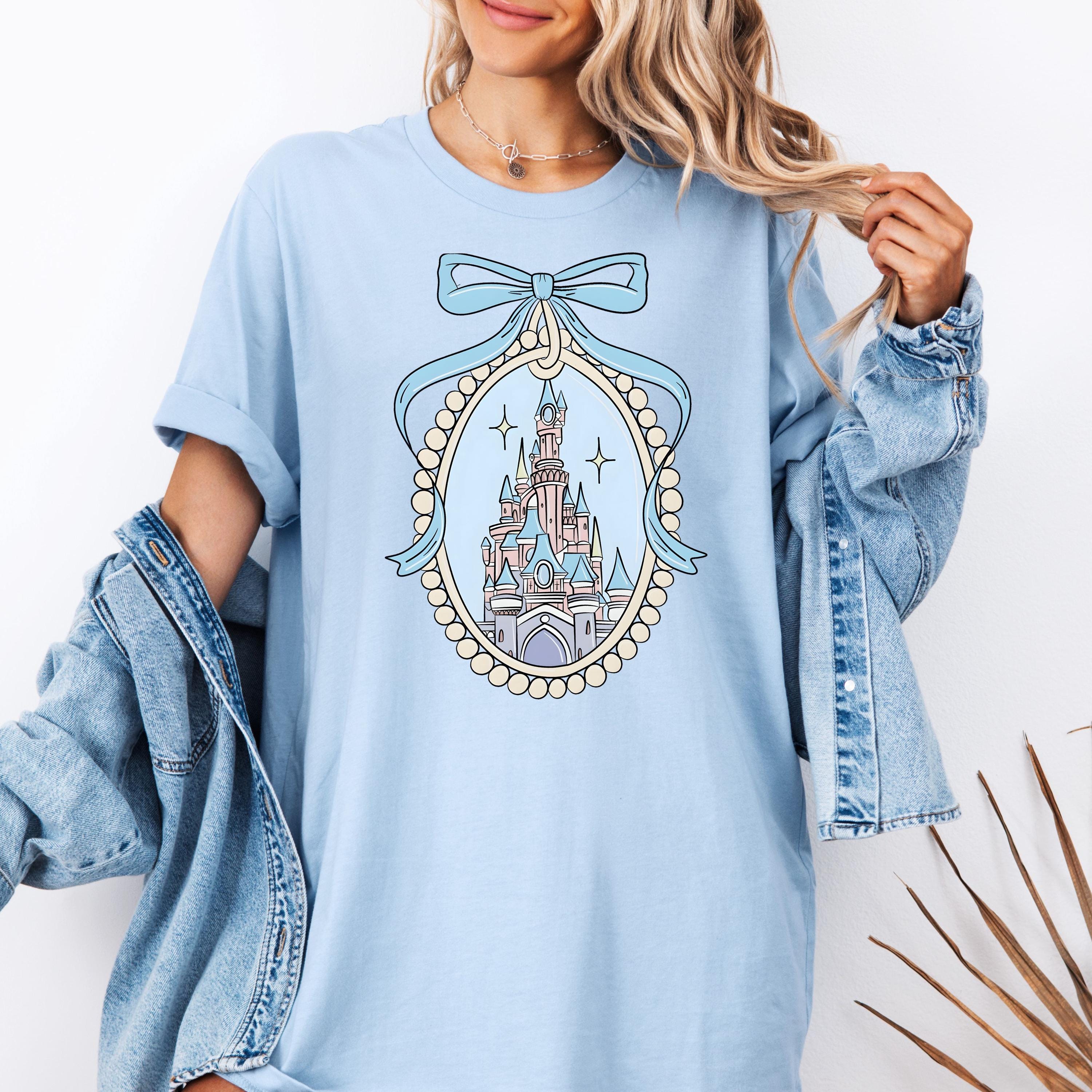 Coquette Castle Women T Shirt Magical Kingdom Cotton Tops S синий