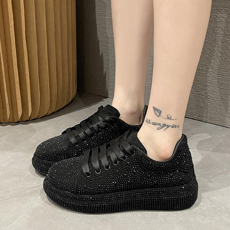 Fashion Fashion Women's Casual Shoes Water Diamond Thick Bottom Women's Sparkling Crystal Luxury Sports Shoes Designer Vulcanized Shoes
