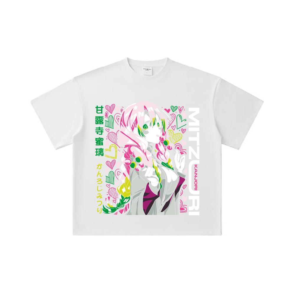 260 GSM Double Yarn 32 Count 100% Cotton Demon Slayer V102 Mitsuri Print Unisex Heavy Cotton T Shirt