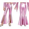 Girls Stage Competition Pants: Sparkling Metallic Fabric with Unique Split Bell-Bottom Hem for Dance & Pageant