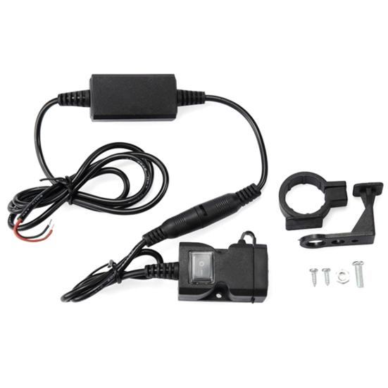 12-24V/9-90V Dual USB Ports Motorcycle Handlebar Rearview Mirror Phone Charger
