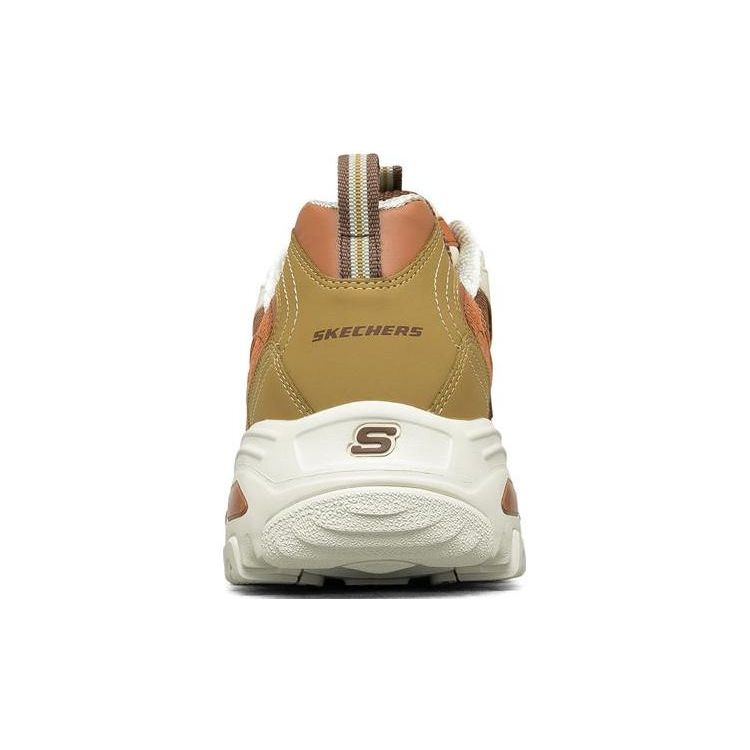Skechers DLites 1.0 Milk Tea Bear Maple Latte Fabric Synthetic Leather Retro Color Block Durable Low Top Dad Shoes Women Sneaker 149906-TPNT