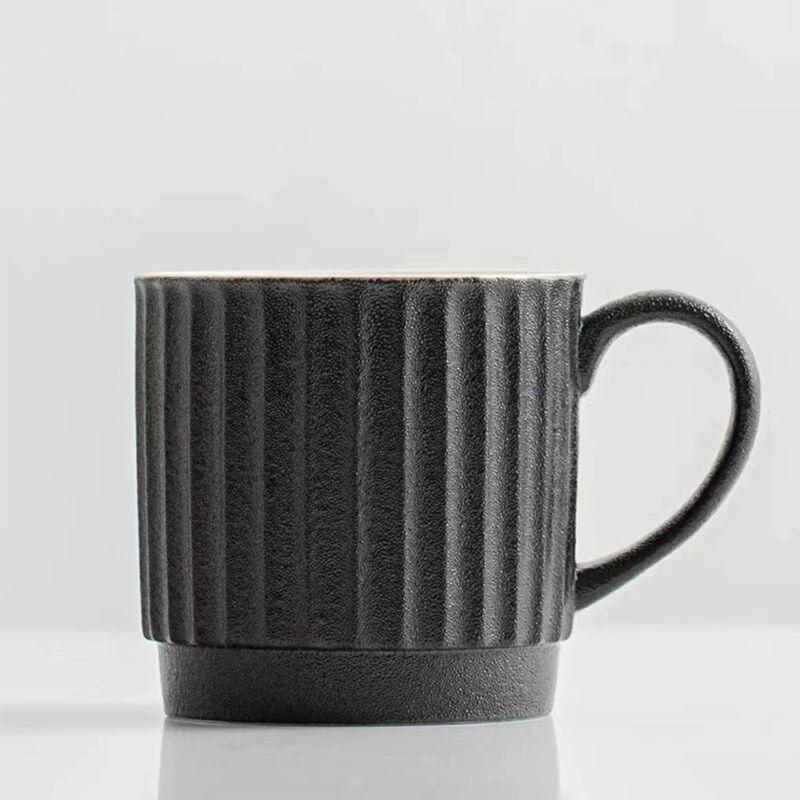Ceramic Mug Handmade Line Pattern Cup Household Tea Drinking Cup Activity Cup Practical Gift Cup